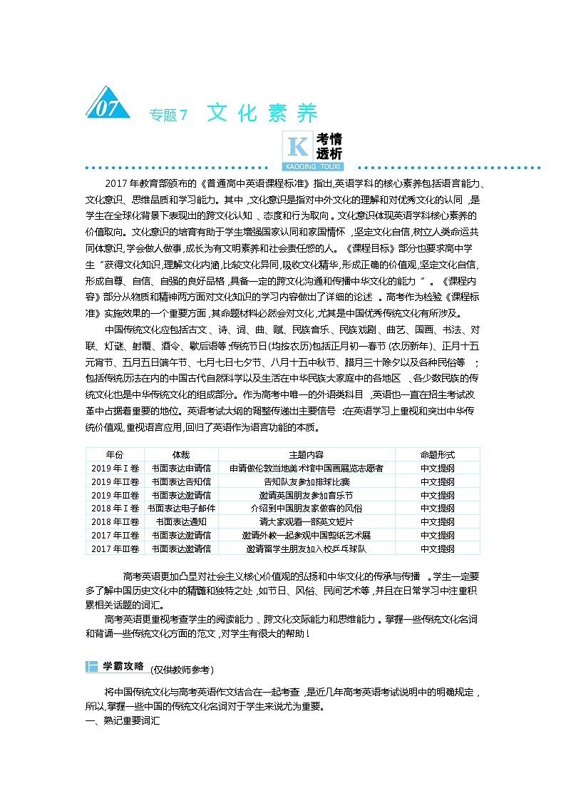 专题7 文化素养第1页