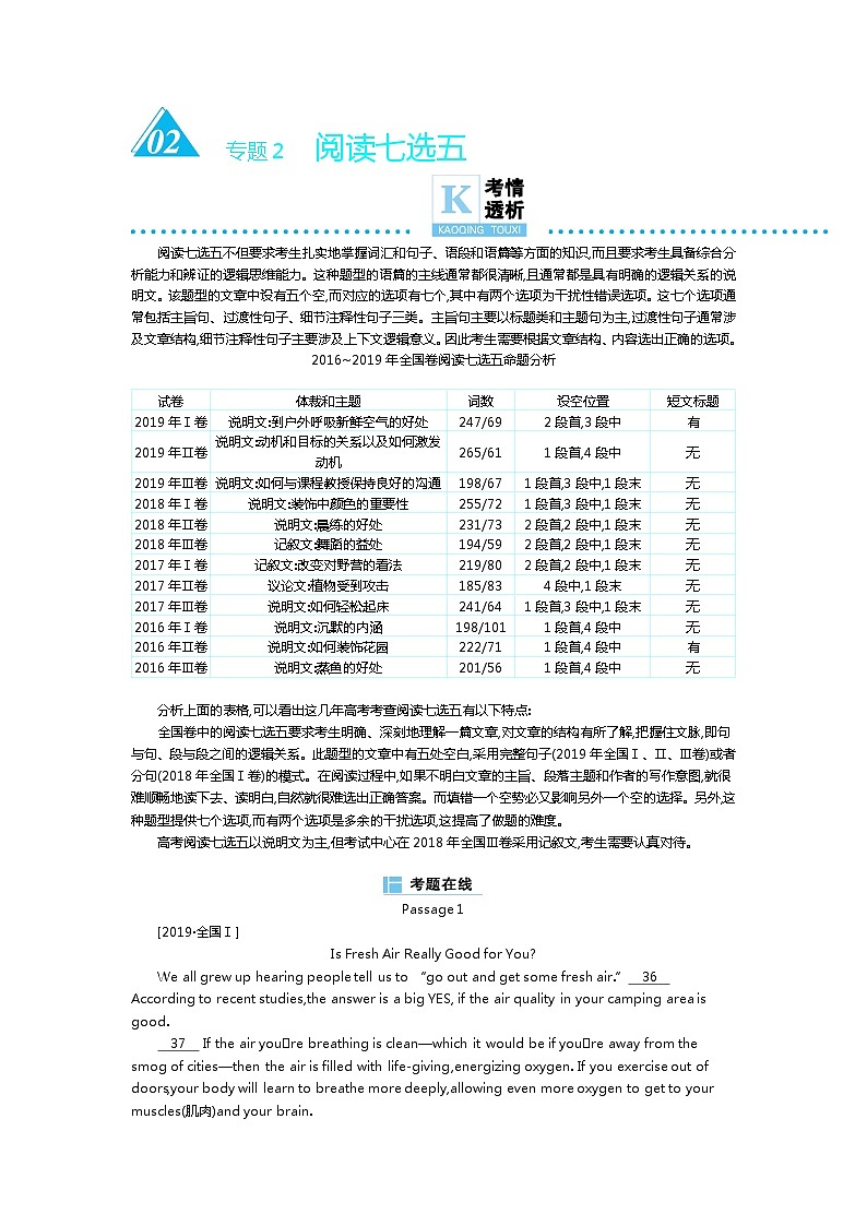 专题2 阅读七选五第1页