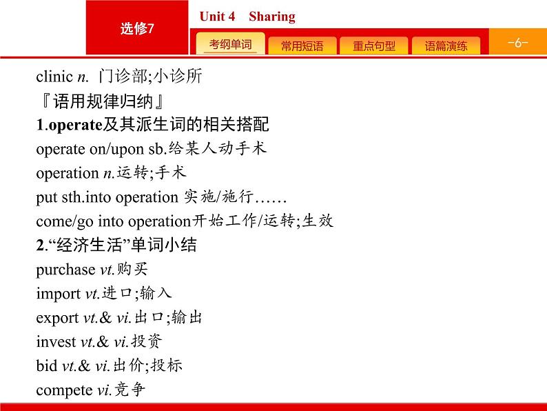 (人教版)高考英语一轮复习课件选修七预习案7.4 Unit 4　Sharing (含答案)06