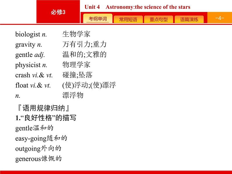 (人教版)高考英语一轮复习课件必修三预习案 Unit 4　Astronomy the science of the stars (含答案)04