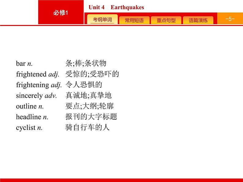 (人教版)高考英语一轮复习课件必修一预习案 Unit 4　Earthquakes (含答案)第5页