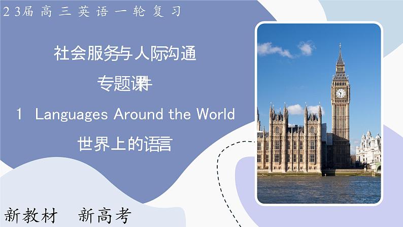 高三英语一轮复习（新教材新高考） 社会服务与人际沟通 专题课件  1　Languages Around the World 世界上的语言01