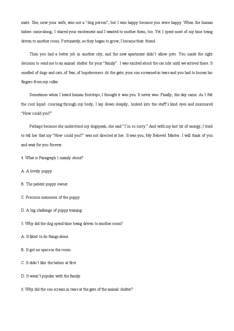 河南省项城市第三高级中学2021-2022学年高二下学期期末考试英语试题含解析03