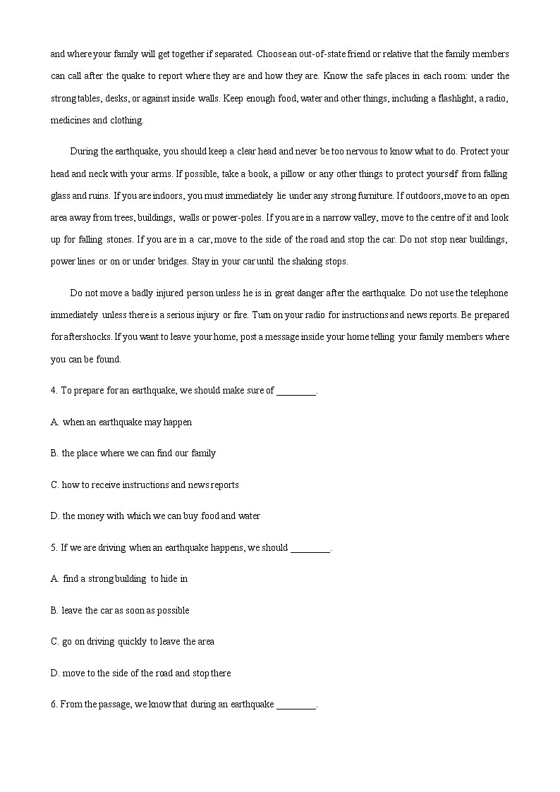 新疆喀什市普通高中2021-2022学年高一上学期期末考试英语试题含解析03