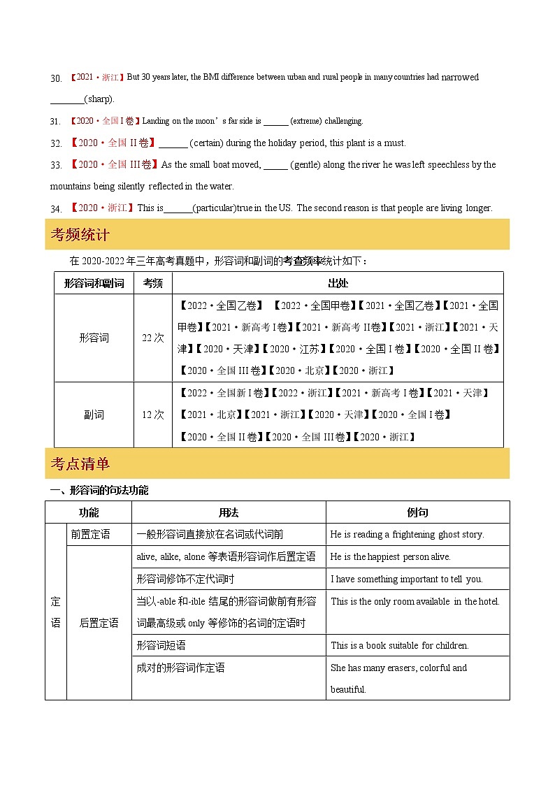 专题06 形容词和副词（原卷版）第3页