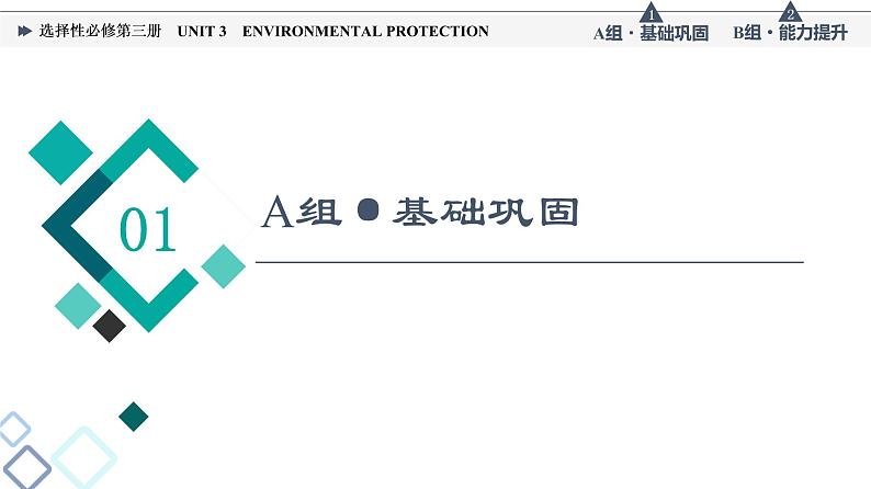 人教版高考英语一轮总复习课时质量评价29 选择性必修第三册 UNIT 3 ENVIRONMENTAL PROTECTION课件第2页