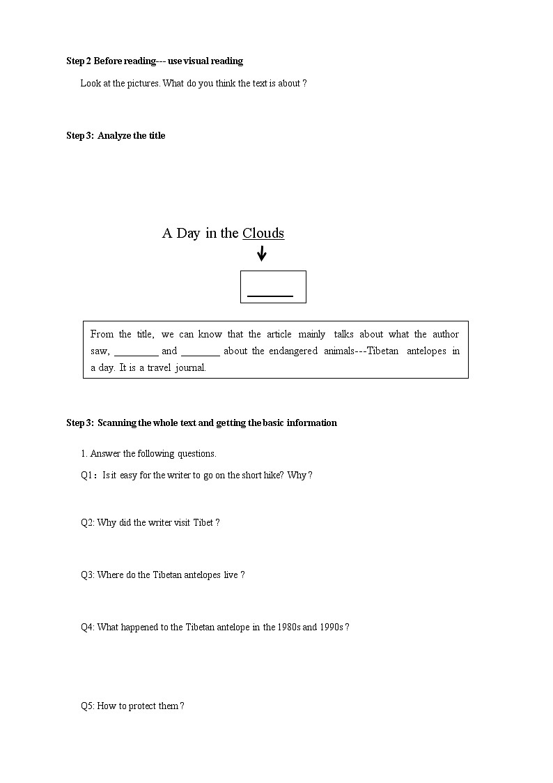Unit 2 Wildlife protection Reading and Thinking 学案02