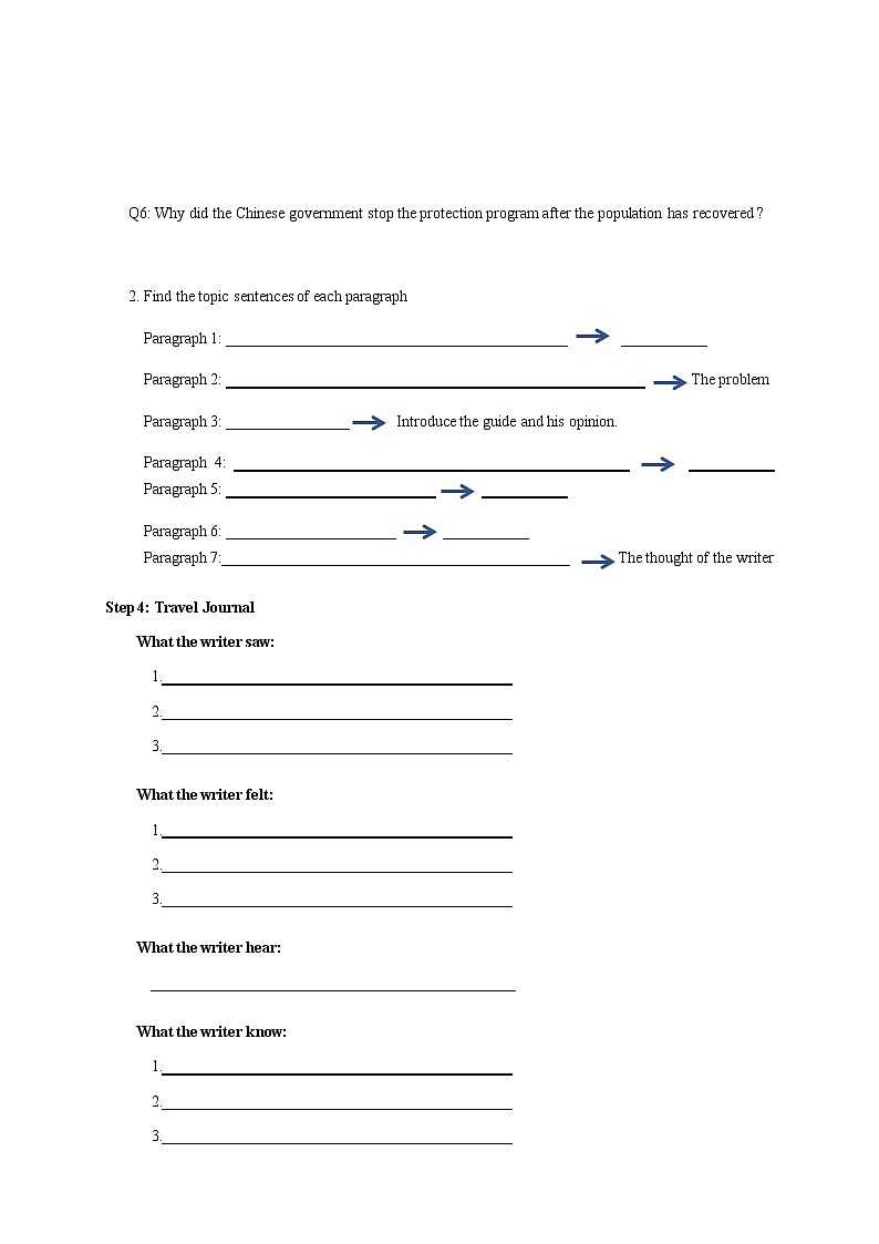 Unit 2 Wildlife protection Reading and Thinking 学案03