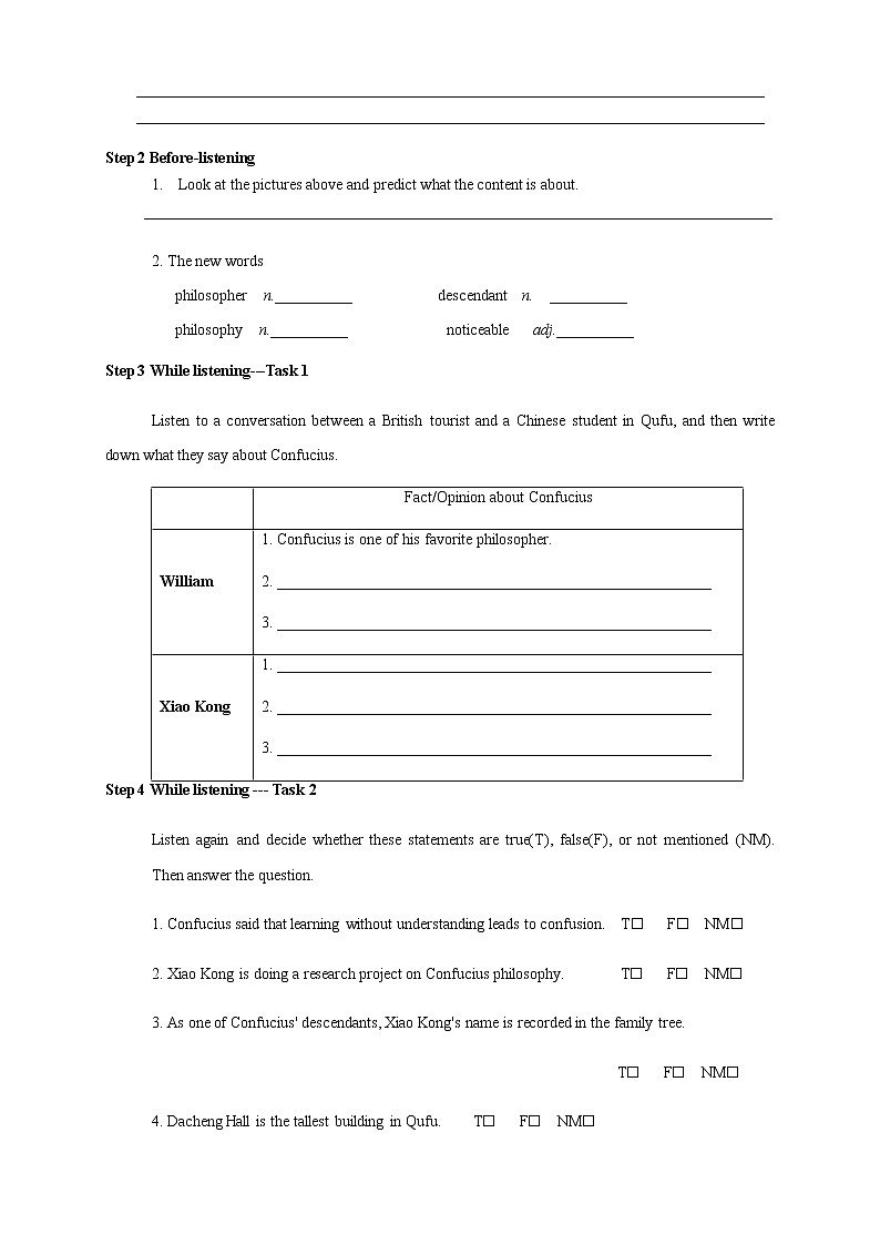 Unit 4 History and traditions Listening Speaking学案02