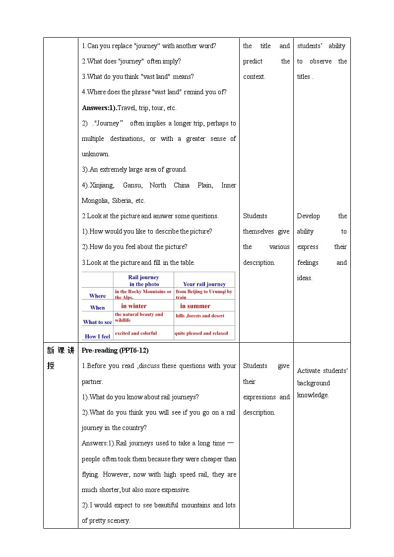 Unit 4 Journey Across a Vast Land Period 1 教案第2页