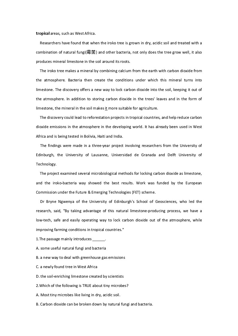 Unit 3 Environmental Protection 测试2含答案第2页