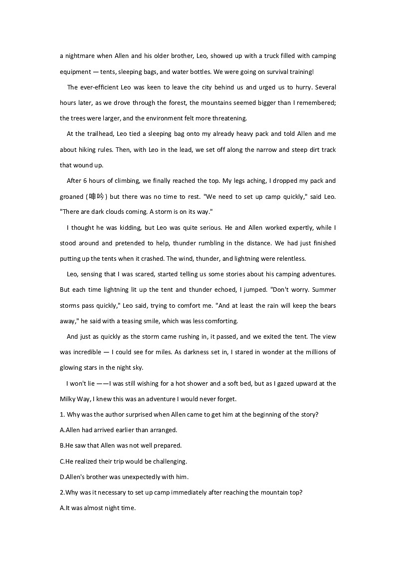 Unit 4 Adversity and Course 测试含答案第2页