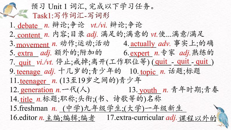 人教版高中英语必修一unit1词汇第2页