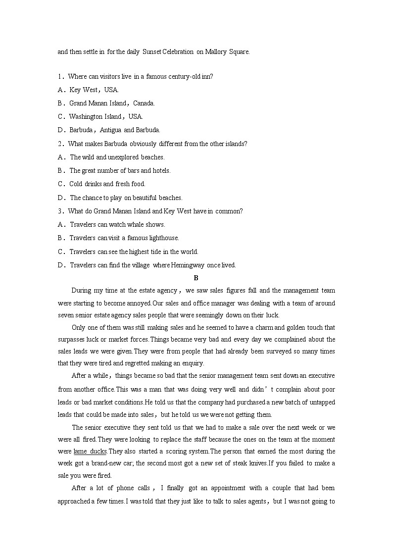 第二组 组合练(四)　阅读理解主题练　阅读理解＋阅读七选五  学生版第2页