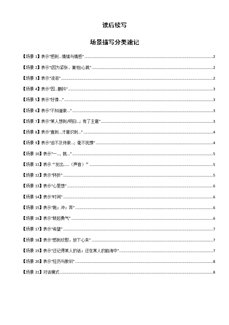 21 读后续写：场景表达分类速记-高考英语读后续写技巧与训练（新高考专用）01