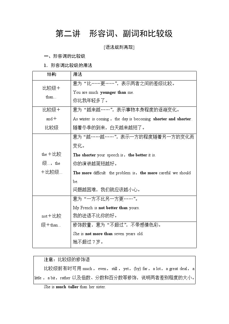 普通高中英语学业水平合格性考试第2篇板块2第2讲形容词、副词和比较级学案01