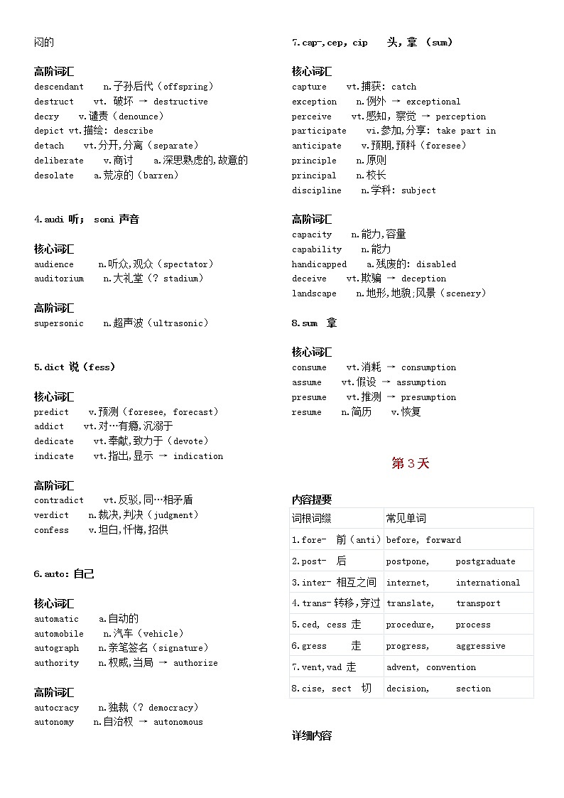 高中英语专题：10天搞定常见词根词缀第3页