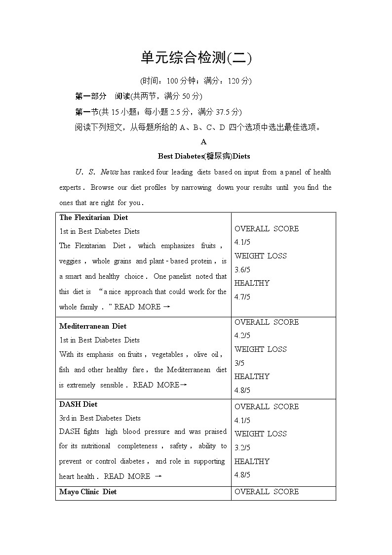 译林版高中英语选择性必修第四册单元综合检测含答案01