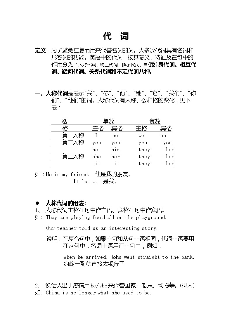 高考英语一轮复习知识点教案：代词01