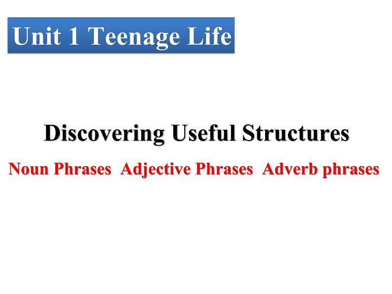 人教版（2019）必修一Unit 1 Teenage life Discovering Useful Structures 课件01