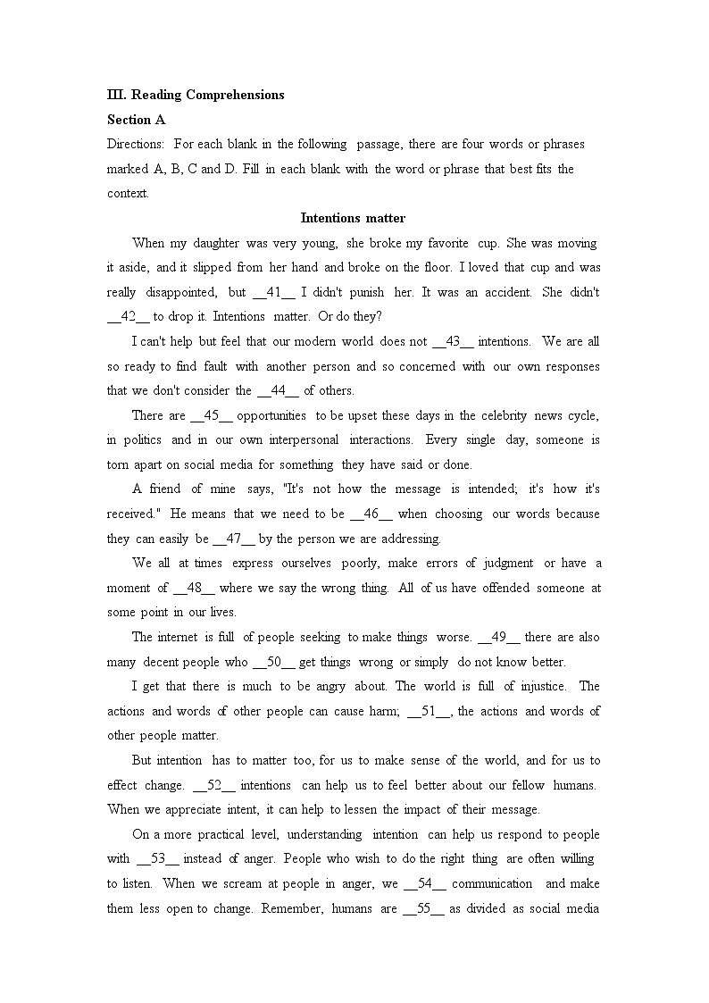 上海民办南模中学2022-2023学年高三上学期期中考试英语试卷（含答案）第3页