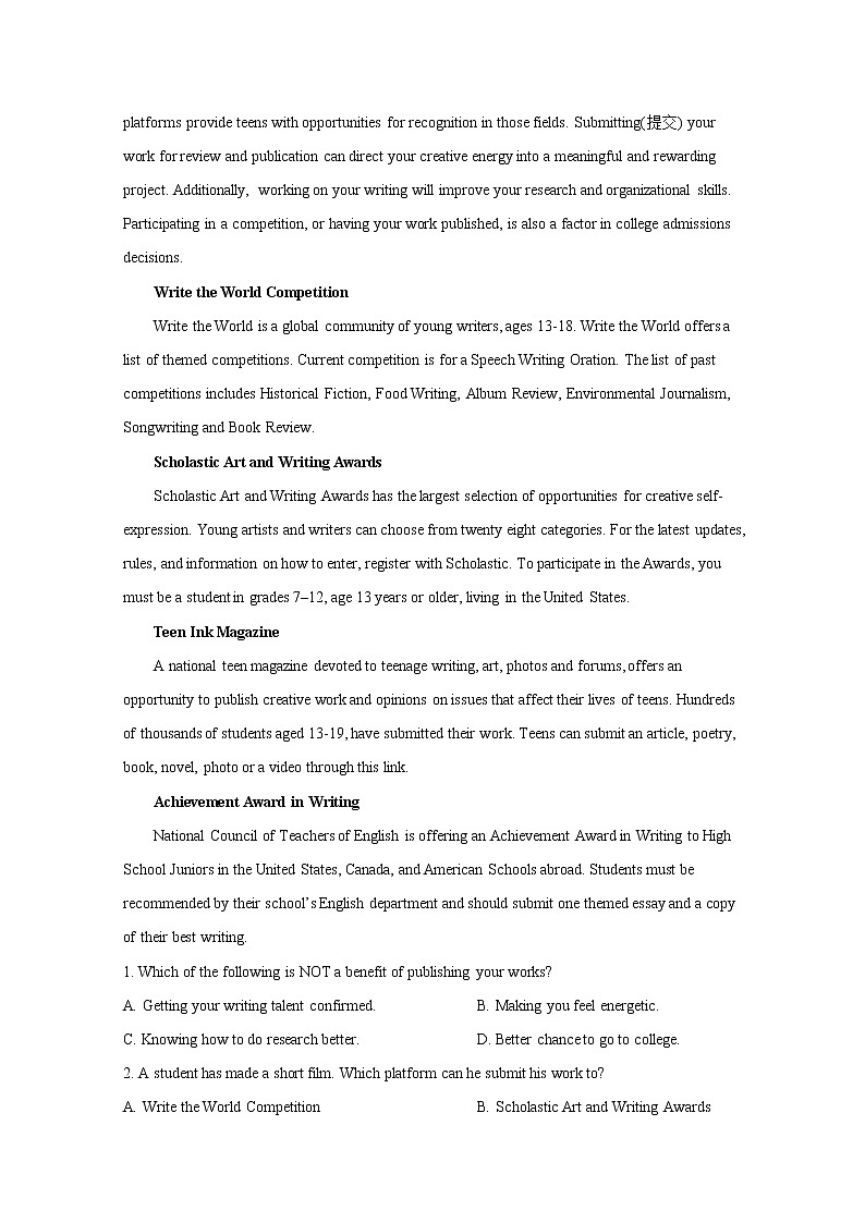 江苏省南通市海安市实验中学2022-2023学年高一英语上学期期中考试试题（Word版附解析）03