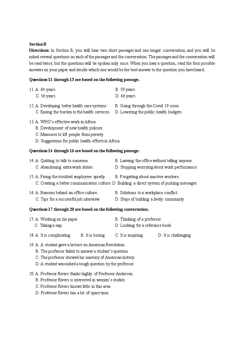 虹口区 2023学年度第一学期高三年级一模英语考试含答案+英语听力+听力材料02