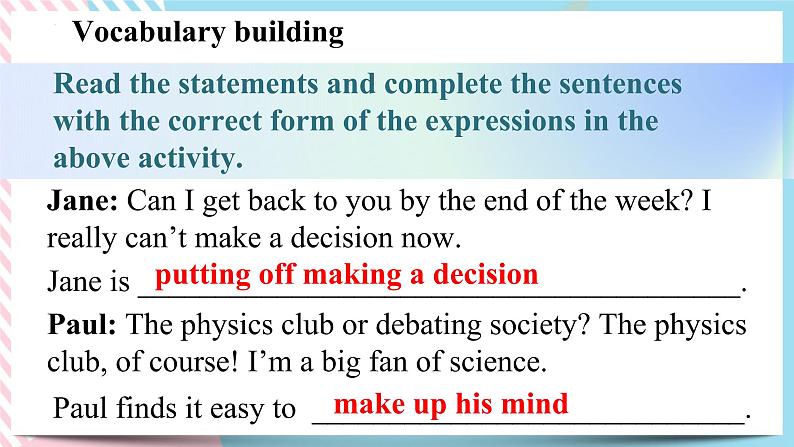 Unit 1 Looking Forwards  Using language 3 课件07