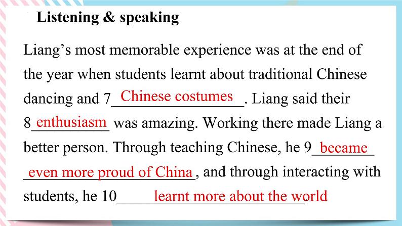 Unit 3 The World Meets China Using language课件07