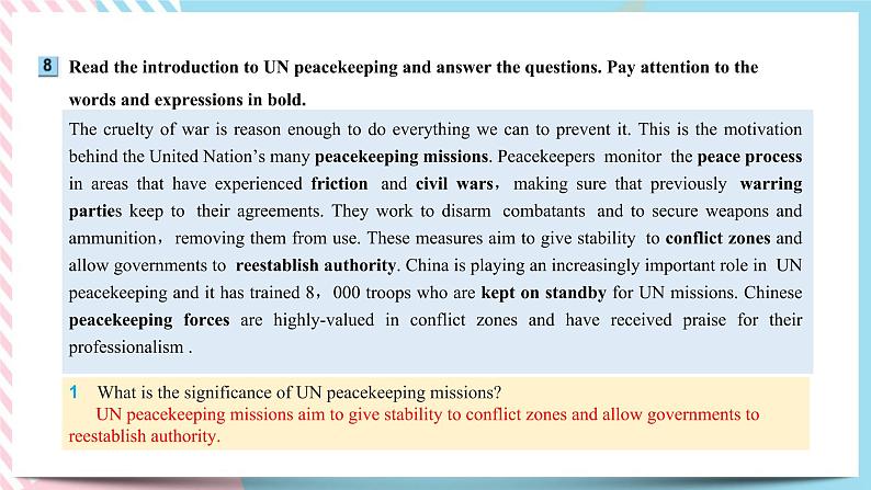 Unit 3 War and peace  Using language (2)课件08