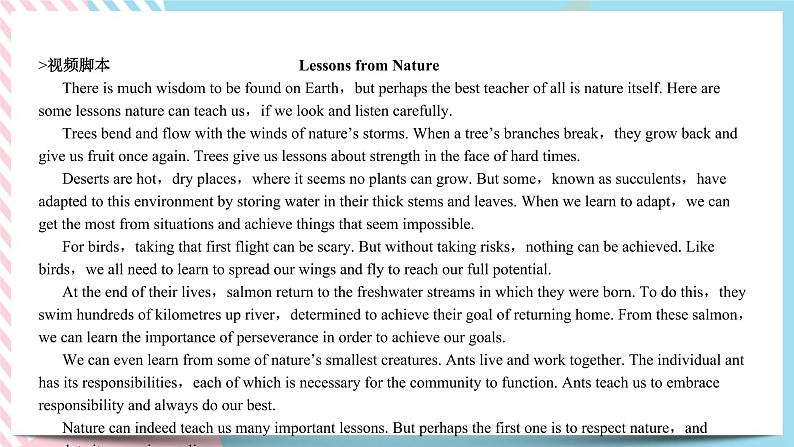 Unit 5 Learning from Nature  Starting out & Understanding ideas课件06