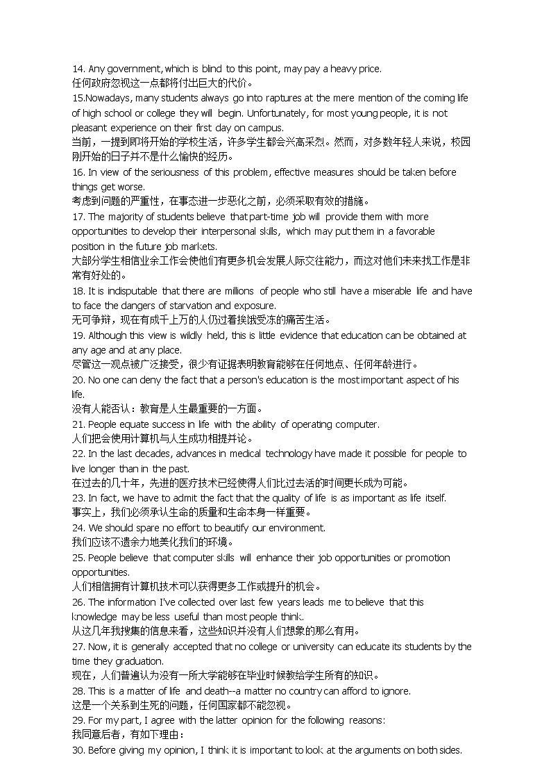 英语-英语写作经典200句型必看第2页