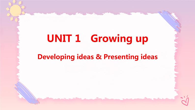 Unit 1 Growing up Developing ideas & Presenting ideas课件01