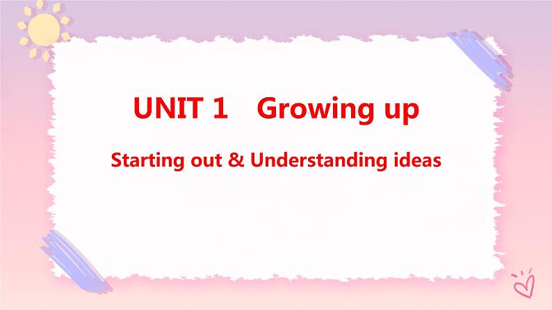 Unit 1 Growing up Starting out & Understanding ideas课件第1页