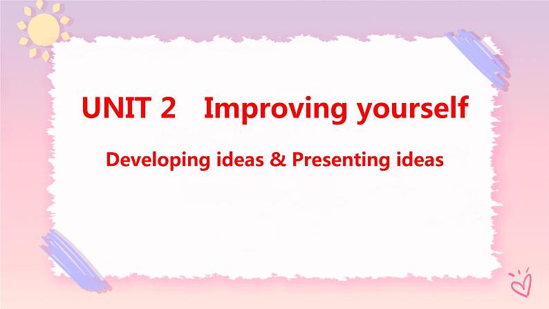 Unit 2 Improving yourself Developing ideas & Presenting ideas课件01