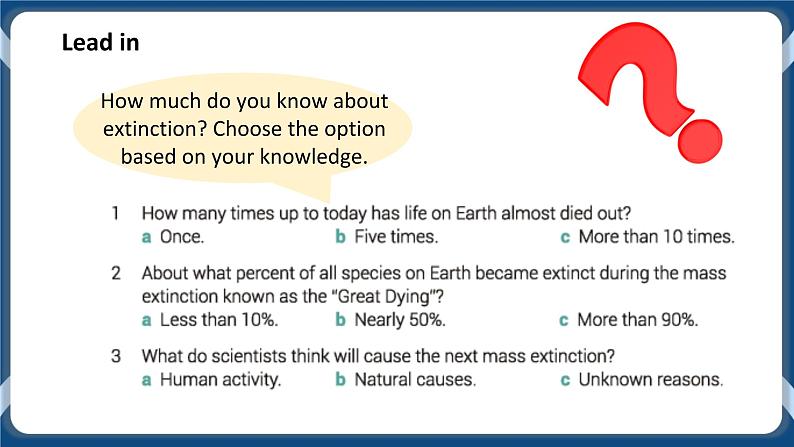 Unit 3 Conservation Lesson 1 The sixth extinction（1） 课件-北师大版（2019）选择性必修105