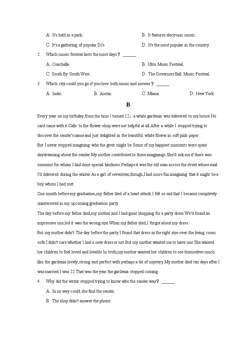 2021-2022学年安徽省桐城市桐城中学高二下学期月考（十五）英语试题含答案02