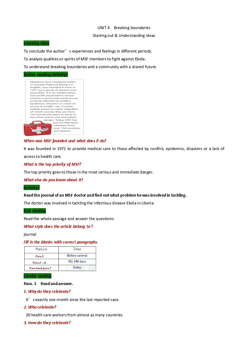 外研版（2019）选择性必修第二册 高中英语 Unit4 Breaking boundaries Understanding 学案01