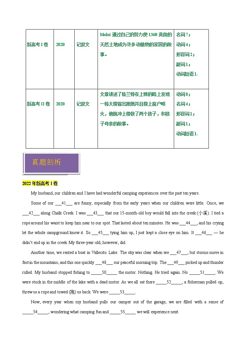2020-2022年新高考英语真题汇编专题09完形填空（Word版附解析）第2页