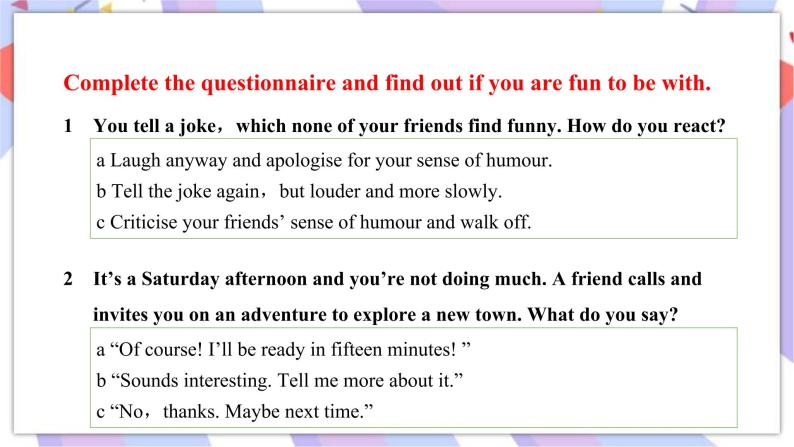 Unit 1 Laugh out loud Starting out & Understanding ideas课件05