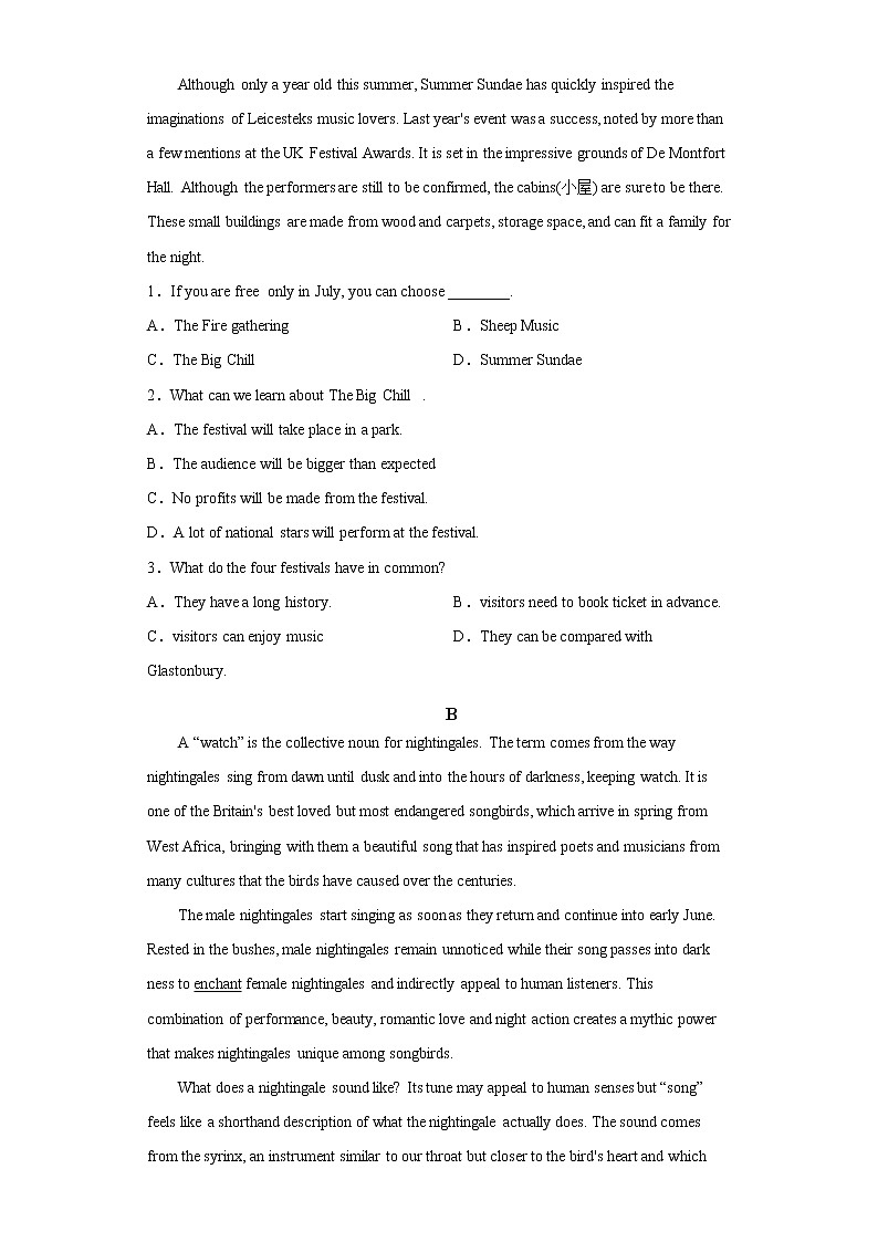 湖南省株洲市第二中学2022-2023学年高三英语上学期12月月考试题（B）（Word版附答案）02