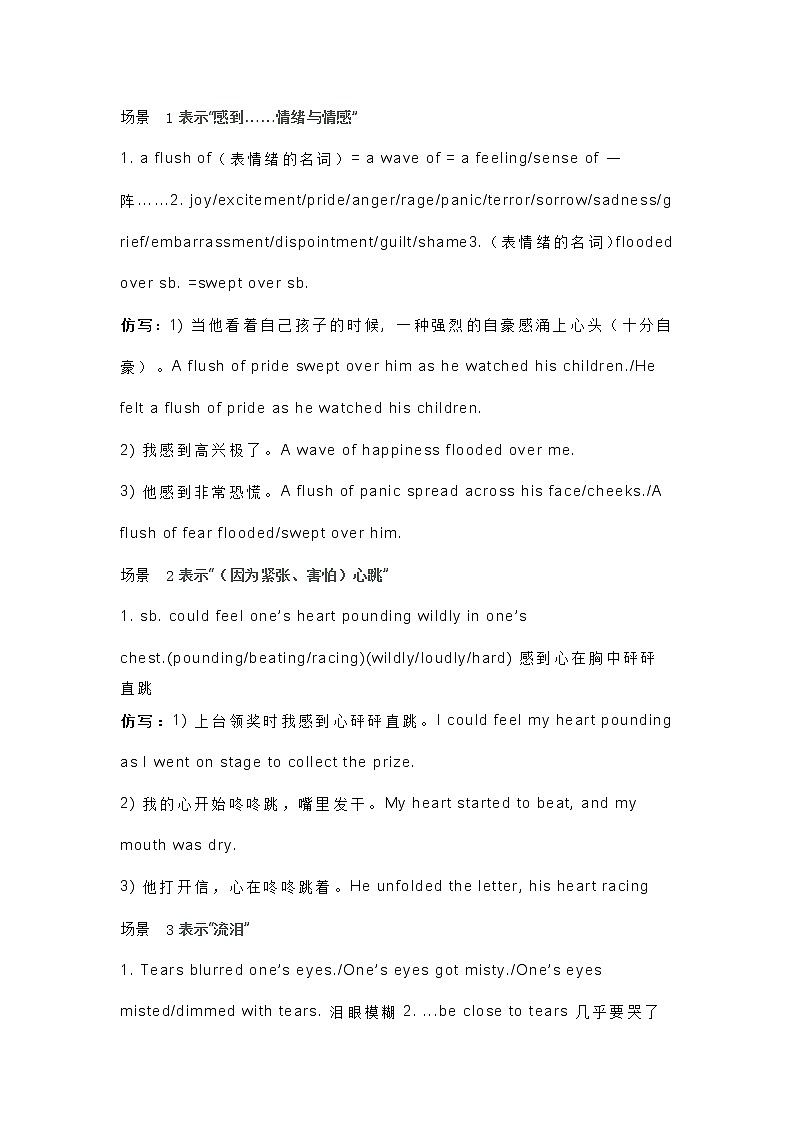 高考英语读后续写21个场景描写万能句式汇总第1页