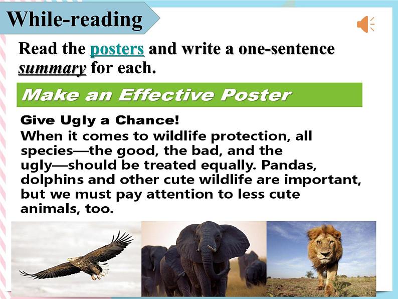 Unit 2 Wildlife Protection Reading for Writing 课件04