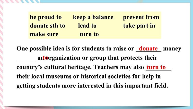 Unit 1 Cultural Heritage Assessing Your Progress 课件07