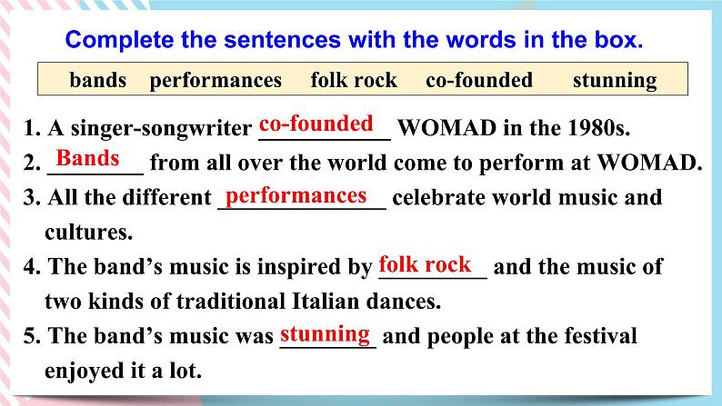 Unit 5  Mucis Video Time 课件06