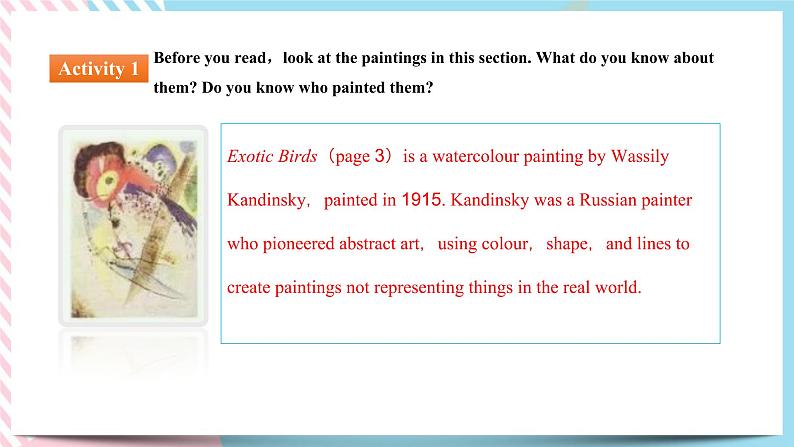 Unit 1 Art  Reading and Thinking课件08