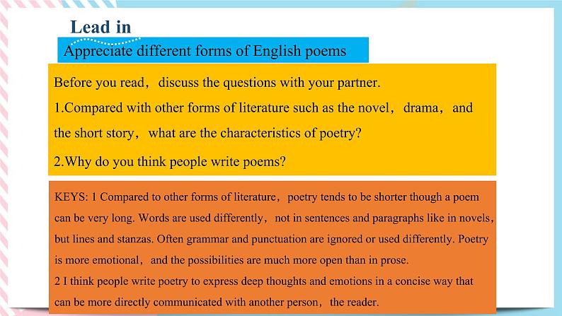 Unit 5 Poems Reading and Thinking课件03