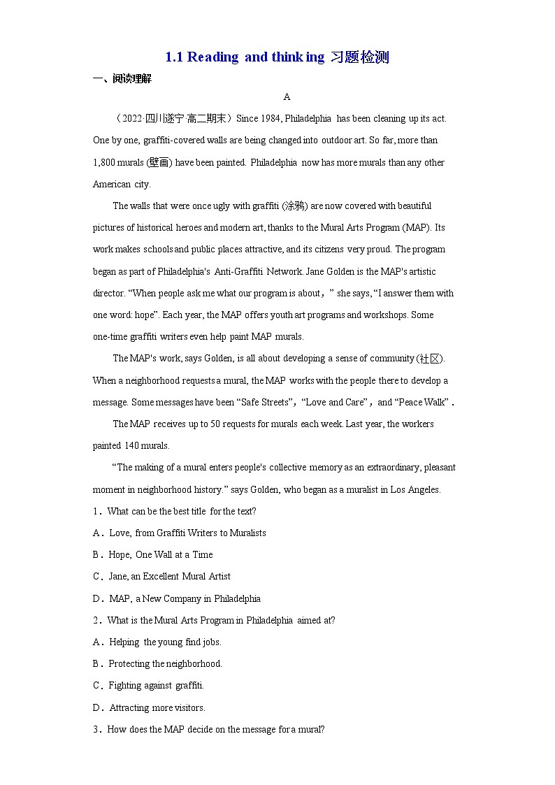 1.1Readingandthinking-高二英语同步精品课件＋练习01