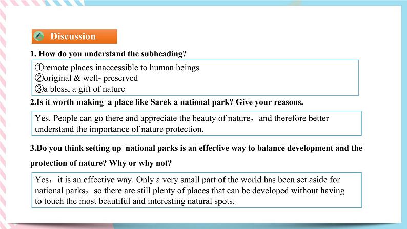 Unit 3 Fascinating Parks  Reading and Thinking 课件第8页