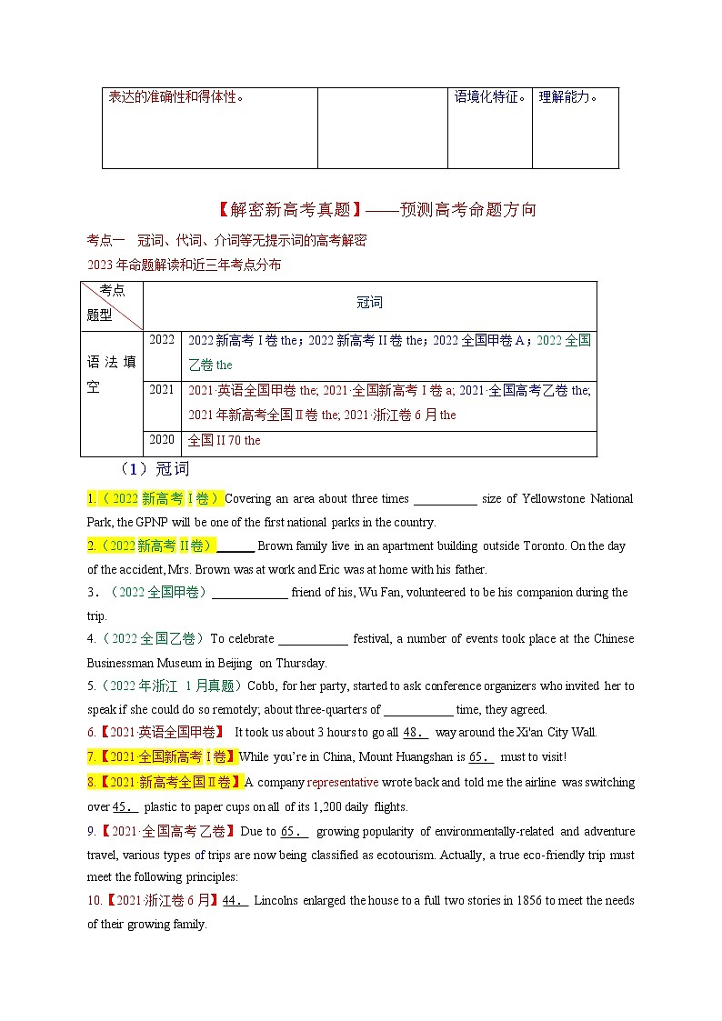 2023年高考英语二轮复习教案  语法填空  01--冠词、介词、代词等无提示词的复习  Word版含解析02